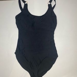 Calvin Klein Swimwear Black Starburst Ruched One Piece Womens Size 16